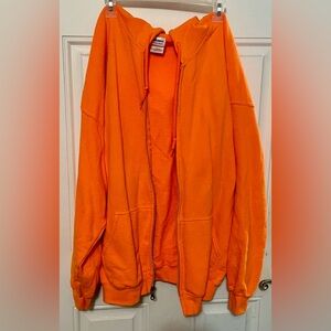 Vibrant Orange Zip-Up Jacket for Men
